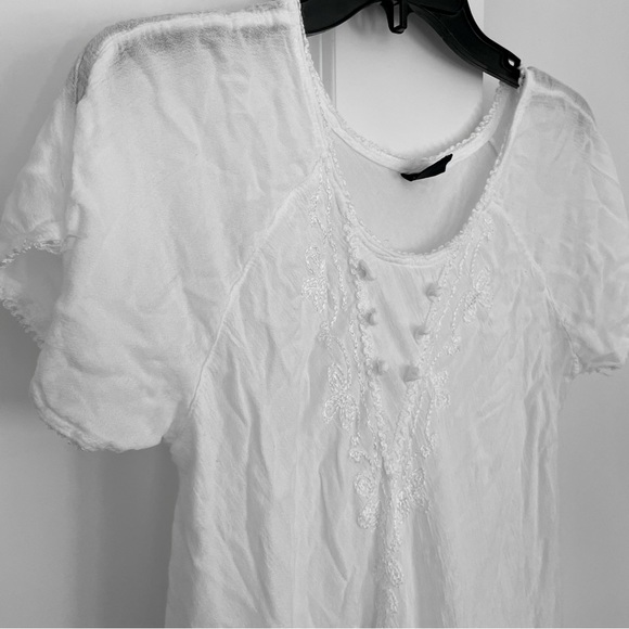 S.R. Fashion Embroidered Shift Tent Dress Dainty White Size L - Picture 3 of 11